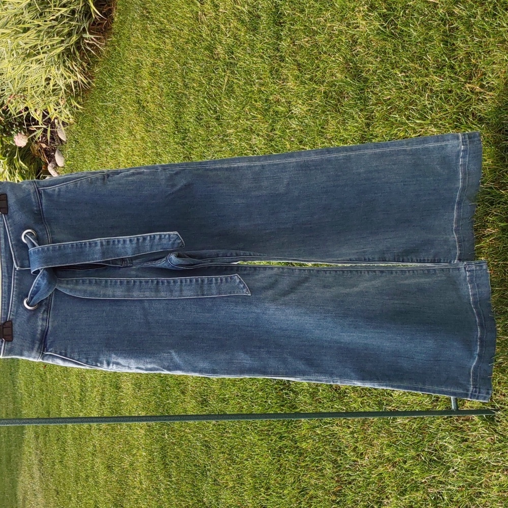 EXPRESS DENIUM WIDE JEANS WITH TIE BELT SIZE 2 NWOT